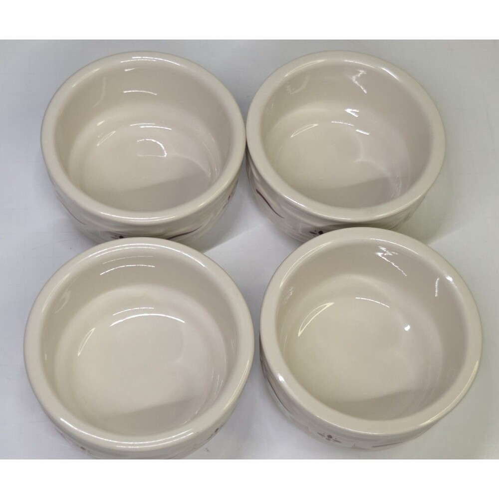 Set Of 4 Woven Traditions Red by Longaberger Custard Dip Bowls Fruit Dessert - Picture 6 of 10